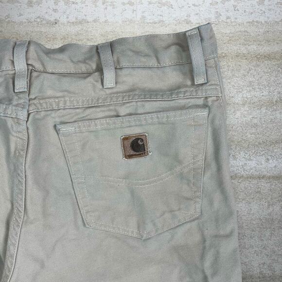 Vintage Carhartt Carpenter Pants Light Tan Canvas Baggy Work Wear Painters 90s - Picture 3 of 6